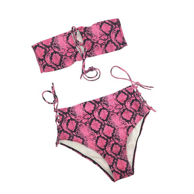 Korszerű kétrészes női fürdőruha kígyómintával két színben