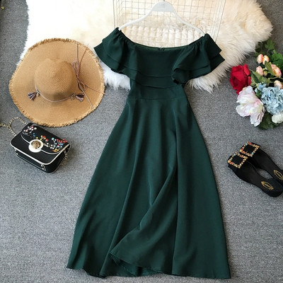 Stílusos, csupasz vállú női ruha többféle színben