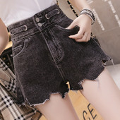 Modern női farmer rövidnadrág két színben, magas derékkal