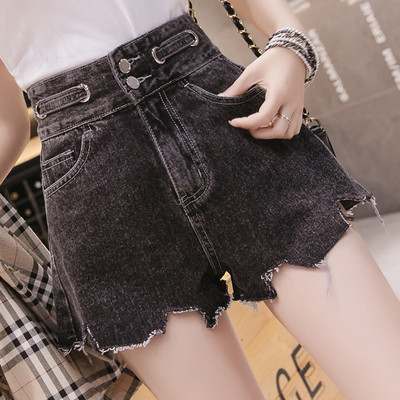 Modern női farmer rövidnadrág két színben, magas derékkal