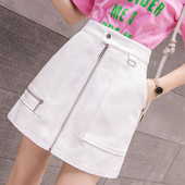 Fusta scurta de dama moderna in doua culori cu fermoar si buzunare