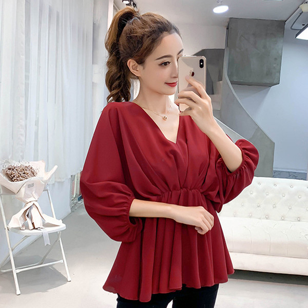 Modern női blúz V-nyakkal, három színben