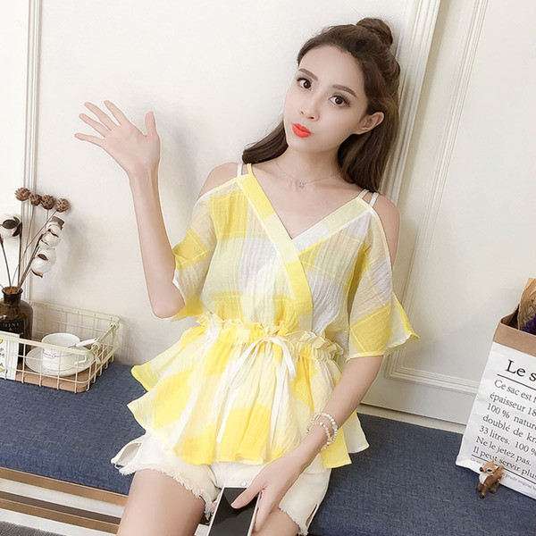 Aktuális női blúz csupasz váll, két színben