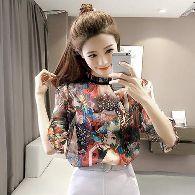 Μοντέρνο γυναικείο πουκάμισο  με εκτύπωση σε διάφορα χρώματα