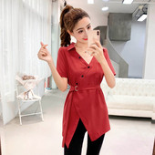 Modern női hosszú ing V-nyakkal, több színben