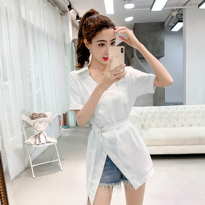 Modern női hosszú ing V-nyakkal, több színben