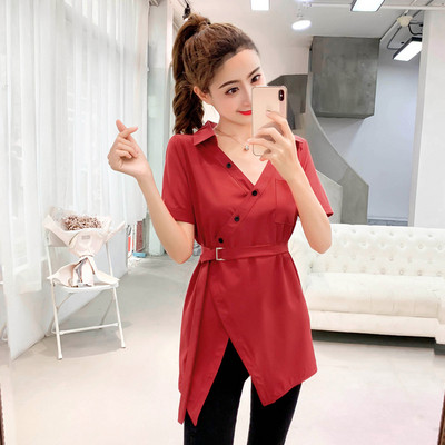 Modern női hosszú ing V-nyakkal, több színben