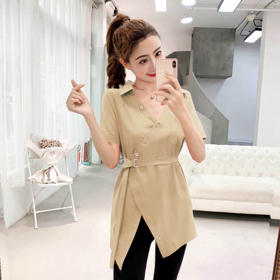 Modern női hosszú ing V-nyakkal, több színben