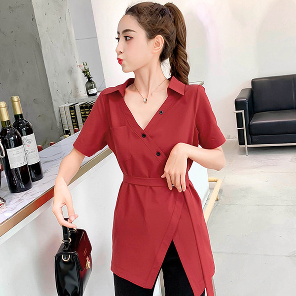 Modern női hosszú ing V-nyakkal, több színben