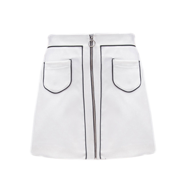 Μοντέρνα γυναικεία φούστα  με ψηλή μέση σε λευκό και μαύρο χρώμα
