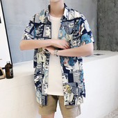 Férfi ing széles modell rövid ujjal és gombokkal