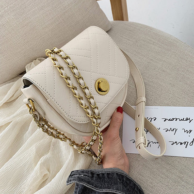 Öt színben, ökológiai bőrből készült modern női táska, hosszú fémlánccal