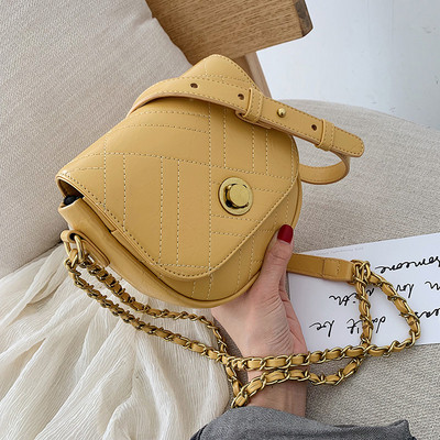 Öt színben, ökológiai bőrből készült modern női táska, hosszú fémlánccal