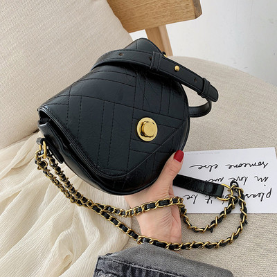 Öt színben, ökológiai bőrből készült modern női táska, hosszú fémlánccal