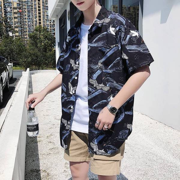 Fekete színű férfi ing rövid ujjal és zsebbel