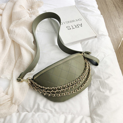 Modern női táska öt színű öko bőrből, fém láncokkal