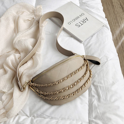 Modern női táska öt színű öko bőrből, fém láncokkal