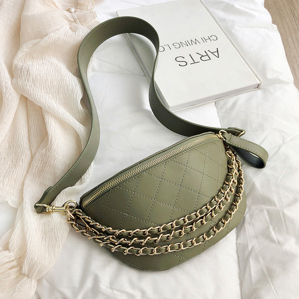 Modern női táska öt színű öko bőrből, fém láncokkal