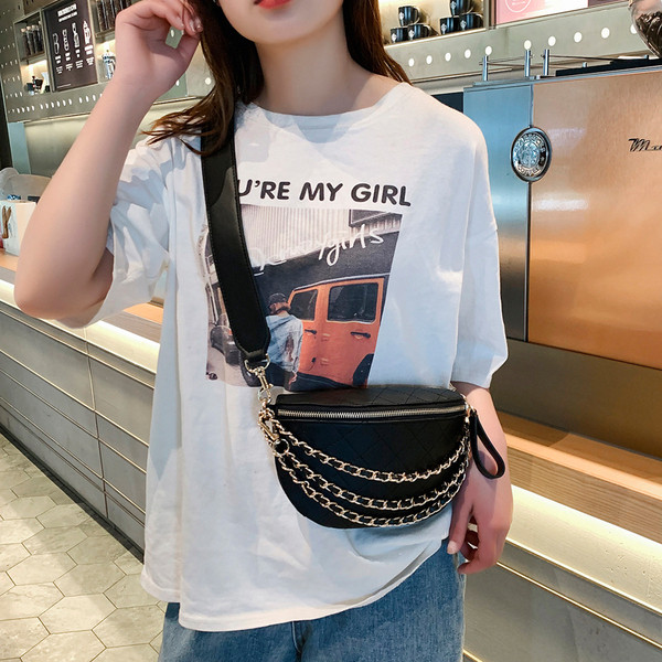 Modern női táska öt színű öko bőrből, fém láncokkal