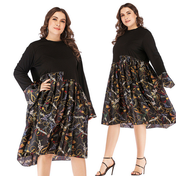 Modern női ruha hosszú ujjú fekete színben