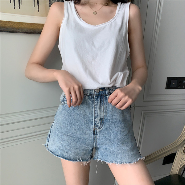 Alkalmi női rövid farmer magas derékkal, kék színben