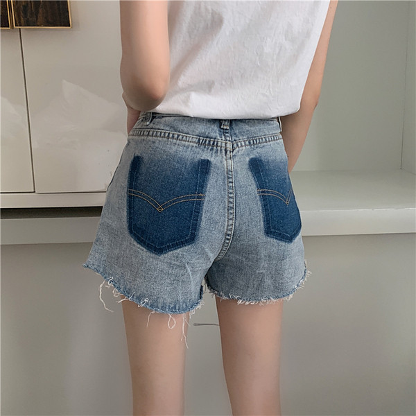 Alkalmi női rövid farmer magas derékkal, kék színben