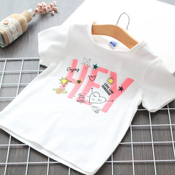 Стилна детска тениска за момичета в бял цвят
