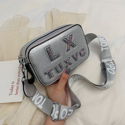 Μοντέρνηα γυναικεία έκο δερμάτινη τσάντα σε πέντε χρώματα με λαμπερά στοιχεία και μεγάλη λαβή