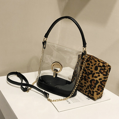 Κομψή γυναικεία τσάντα  με διαφανές κάλυμμα  σε πέντε χρώματα