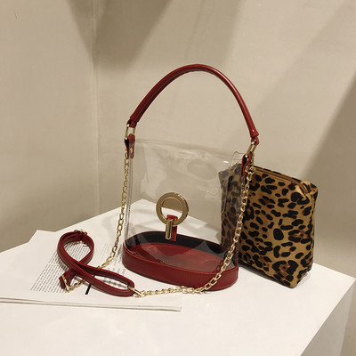 Κομψή γυναικεία τσάντα  με διαφανές κάλυμμα  σε πέντε χρώματα