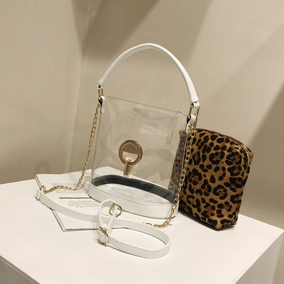 Κομψή γυναικεία τσάντα  με διαφανές κάλυμμα  σε πέντε χρώματα