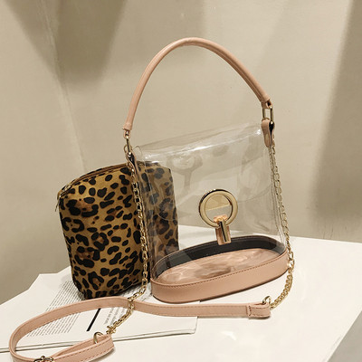 Κομψή γυναικεία τσάντα  με διαφανές κάλυμμα  σε πέντε χρώματα