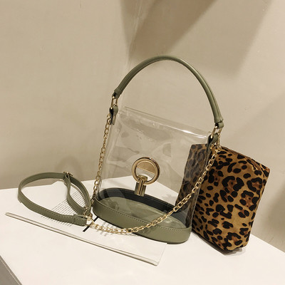 Κομψή γυναικεία τσάντα  με διαφανές κάλυμμα  σε πέντε χρώματα