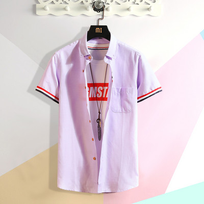 Cămașă modernă pentru bărbați cu mâneci scurte și buzunar în mai multe culori