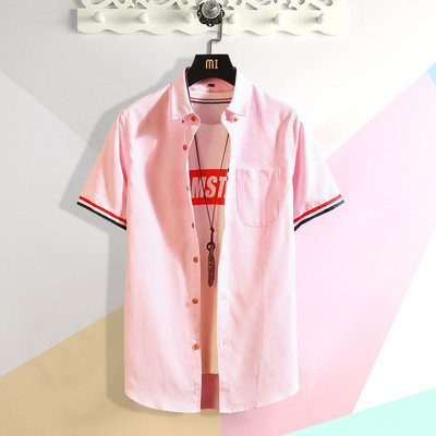 Cămașă modernă pentru bărbați cu mâneci scurte și buzunar în mai multe culori