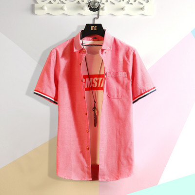 Cămașă modernă pentru bărbați cu mâneci scurte și buzunar în mai multe culori