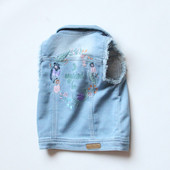 Σύγχρονο παιδικό γιλέκο για κορίτσια με κεντήματα