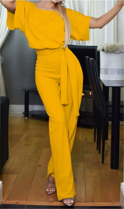 Κομψή γυναικεία ολόσωμη φόρμα με  κοντό μανίκι σε διάφορα χρώματα