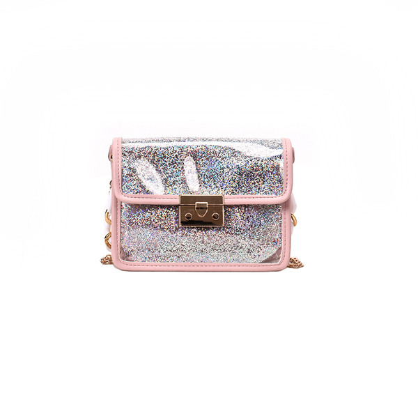 Modern női táska fényes elemekkel három színben, rövid és hosszú lánccal