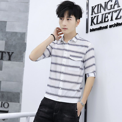 Modern férfi ing három színben 3/4-es ujjal és zsebbel