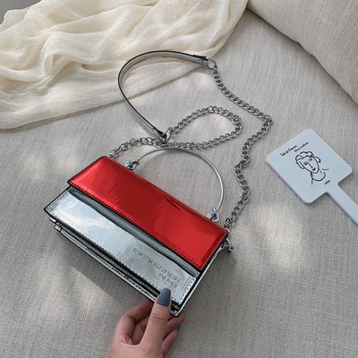 Geanta de mana moderna din piele lacuita in patru culori cu maner scurt si lung