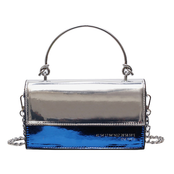 Geanta de mana moderna din piele lacuita in patru culori cu maner scurt si lung