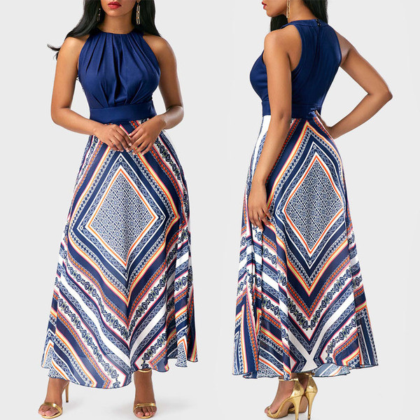 Modern női ruha csupasz vállú kék színben