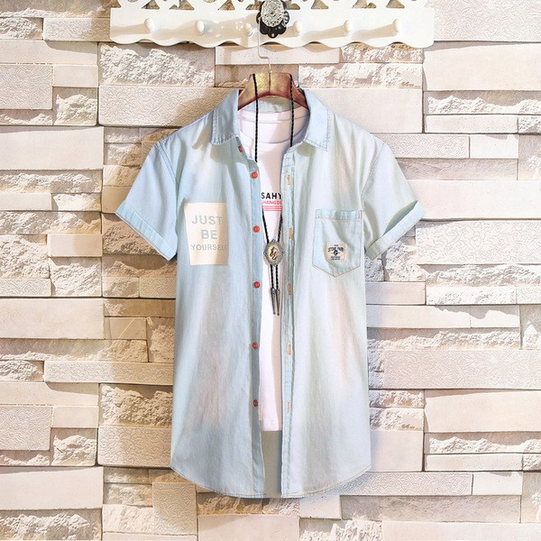 Férfi farmer ing két színben, rátéttel