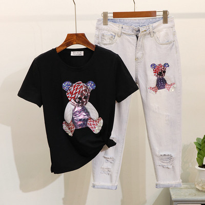 Καθημερινό γυναικείο  σετ - τζιν και μπλουζάκι