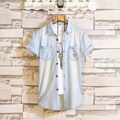 Modern férfi ing három színben zsebekkel és emblémával