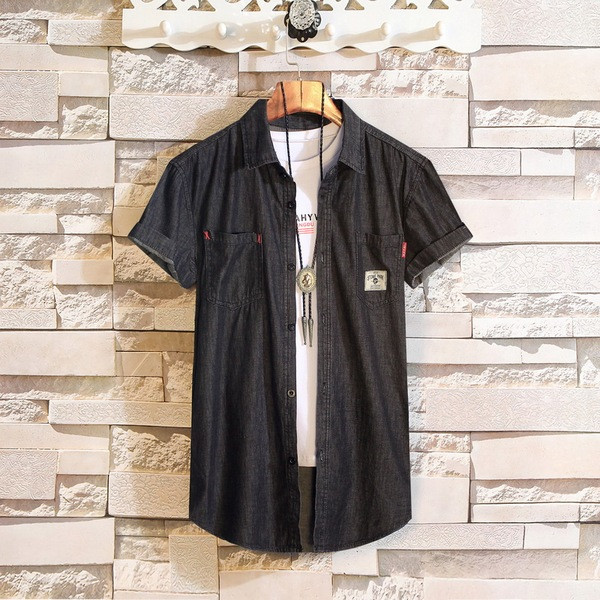 Modern férfi ing három színben zsebekkel és emblémával