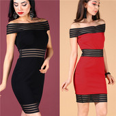 Stílusos női ruha Vékony modell piros és fekete színben