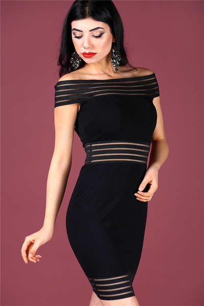 Stílusos női ruha Vékony modell piros és fekete színben