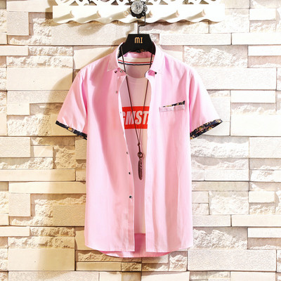 Stílusos férfi ing több színben zsebbel és rövid ujjal